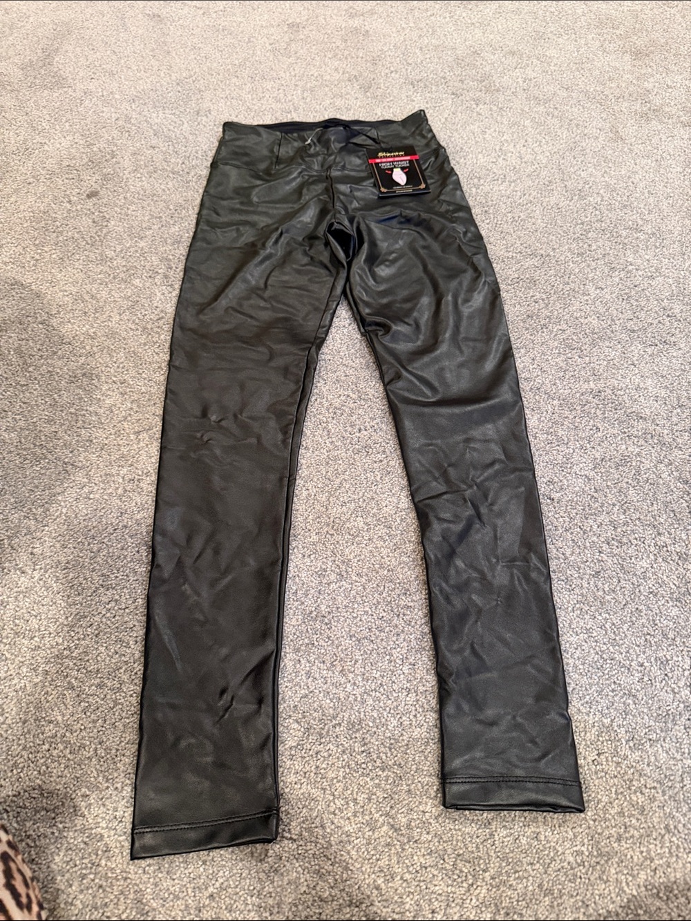 Shinestar Black Faux Leather Leggings
